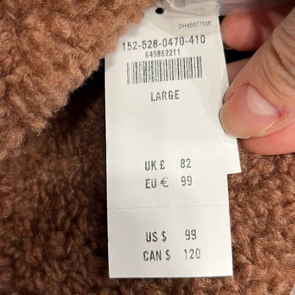 Abercrombie Cinched Cocoon Sherpa Full-Zip in copper brown NWt - Picture 4 of 8